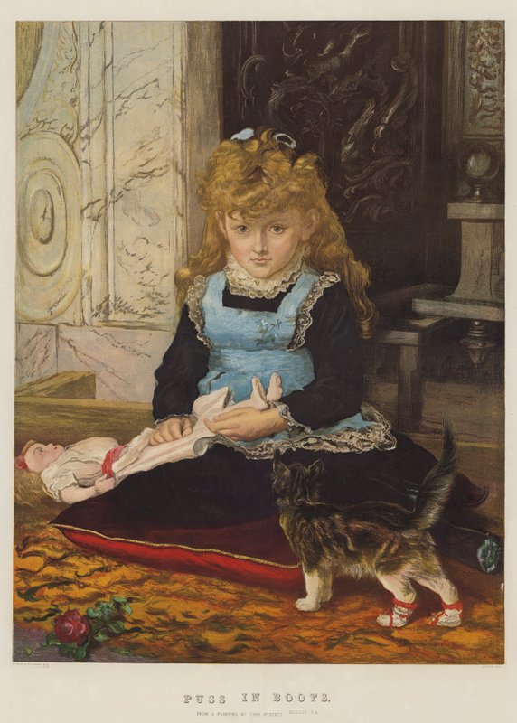 Puss in Boots (chromolitho) av John Everett Millais