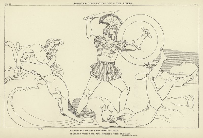 Akilles kjemper mot elvene av John Flaxman