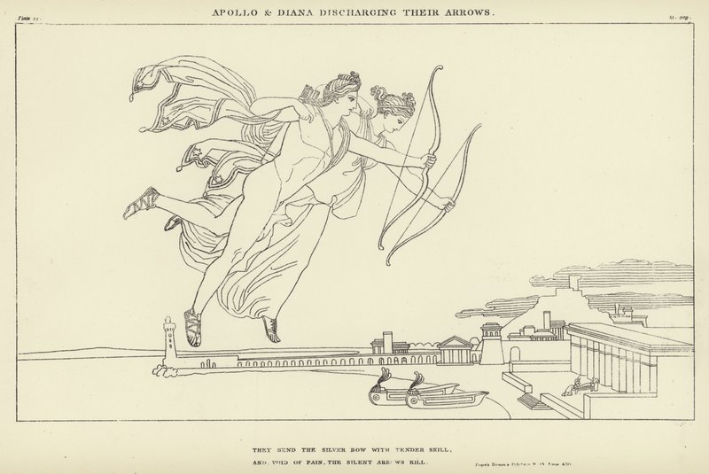 Apollo og Diana sender ut pilene sine av John Flaxman