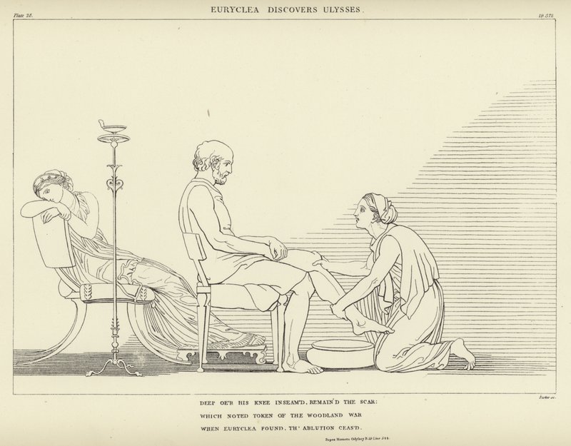 Eurycleia oppdager Ulysses av John Flaxman