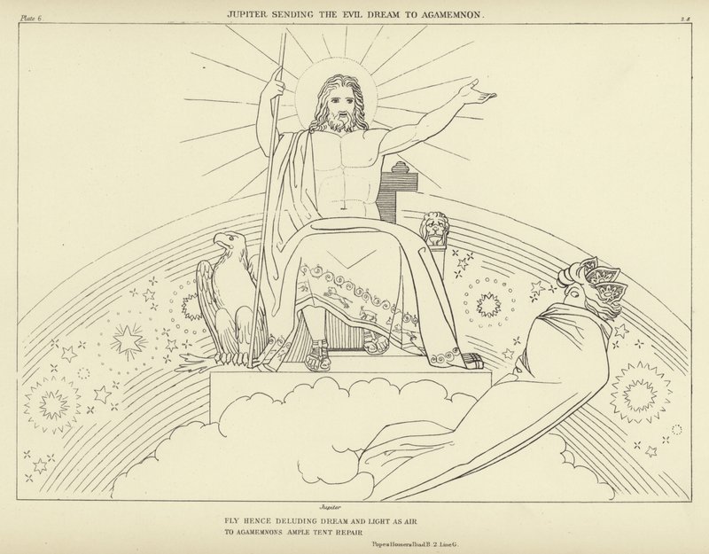 Jupiter sender den onde drømmen til Agamemnon av John Flaxman