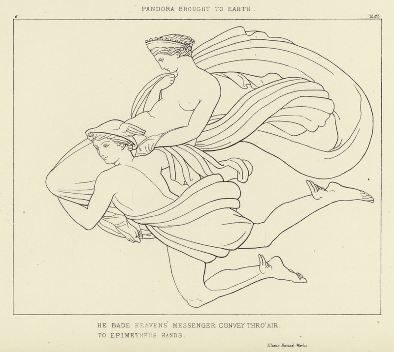 Pandora brakt til jorden av John Flaxman