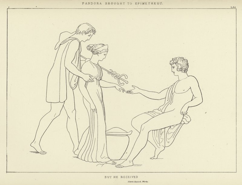Pandora brakt til Epimetheus av John Flaxman