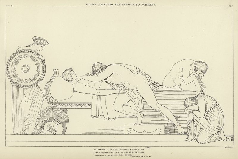 Thetis bringer rustningen til Achilles av John Flaxman