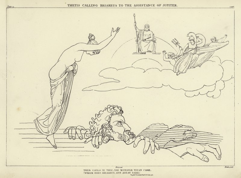 Thetis kaller Briareus til hjelp fra Jupiter av John Flaxman