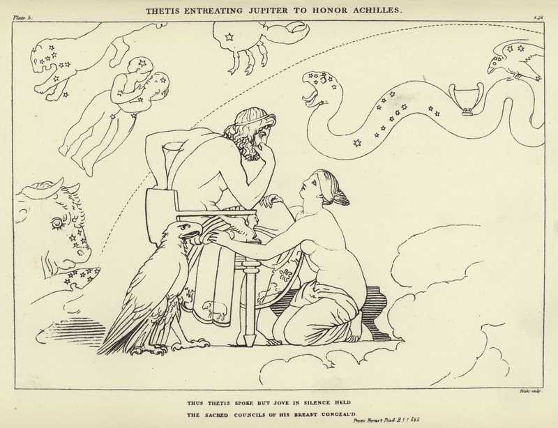 Thetis ber Jupiter om å hedre Akilles av John Flaxman