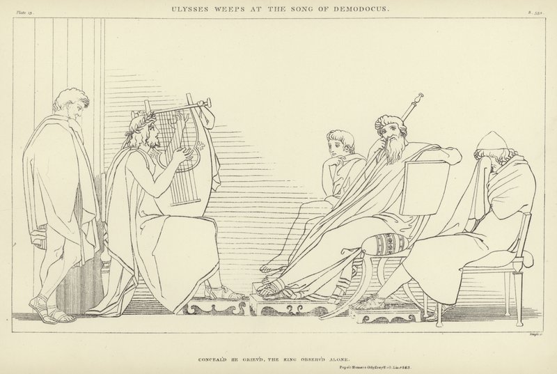 Ulysses gråter over Song of Demodocus av John Flaxman