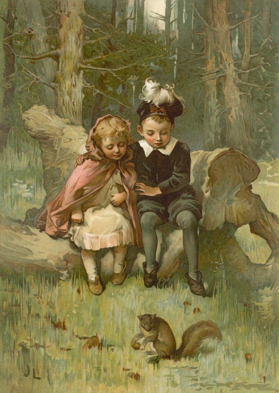 Babes in the Woods (chromolitho) av John Lawson