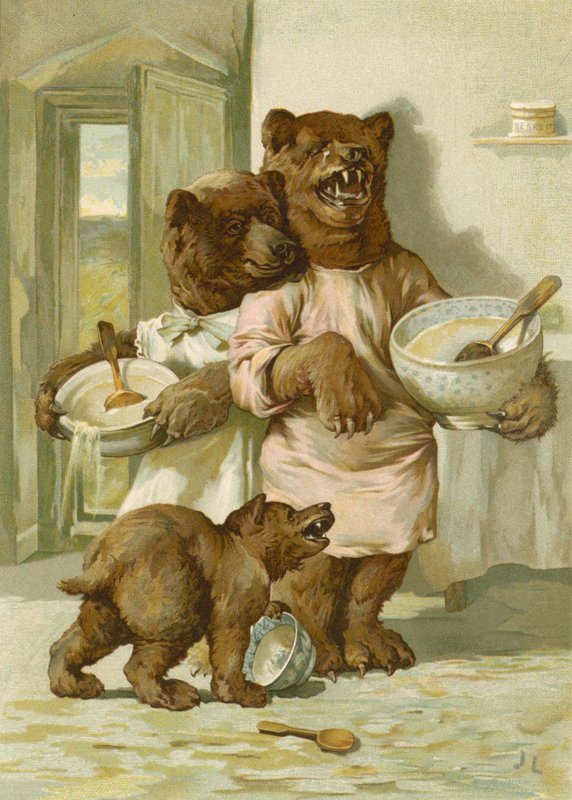 De tre bjørnene (chromolitho) av John Lawson
