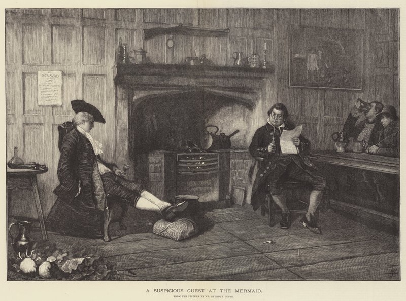 En mistenkelig gjest ved havfruen av John Seymour Lucas