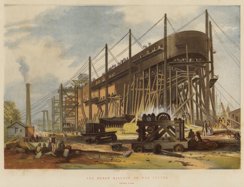 The Great Eastern on the Stocks, Stern View av John Wilson Carmichael
