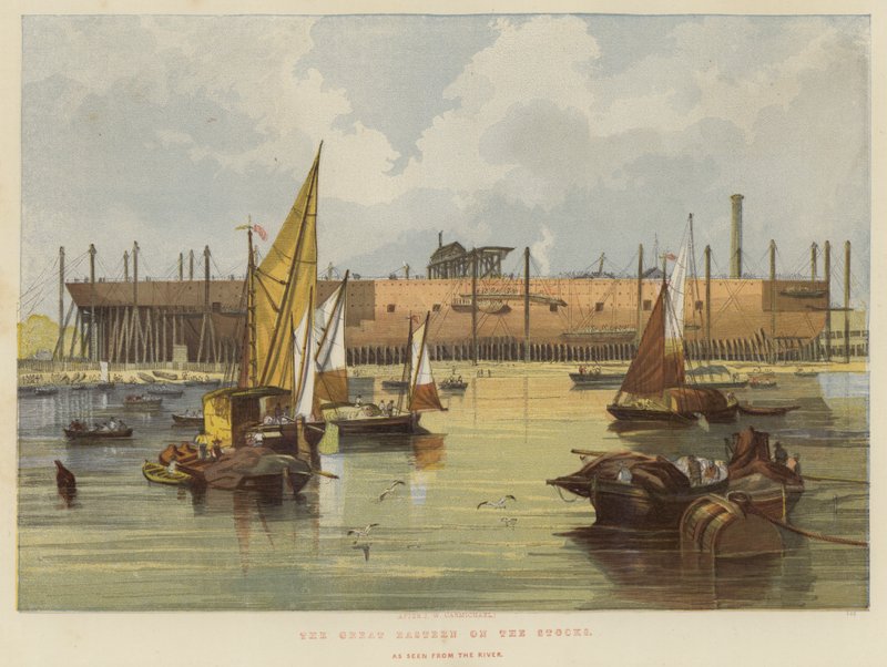 The Great Eastern on the Stocks, sett fra elven av John Wilson Carmichael