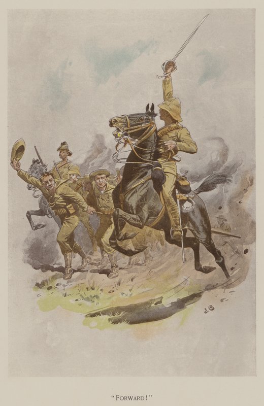 Framover! (farge litho) av John (after) Charlton