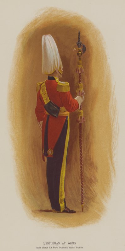 Gentleman at Arms (colour litho) av John (after) Charlton
