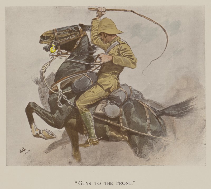 Guns to the Front (farge litho) av John (after) Charlton