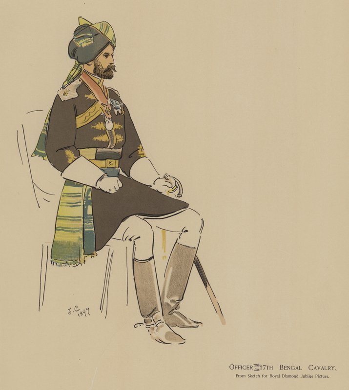 Offiser 17th Bengal Cavalry (farge litho) av John (after) Charlton