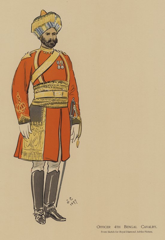 Offiser 4th Bengal Cavalry (farge litho) av John (after) Charlton