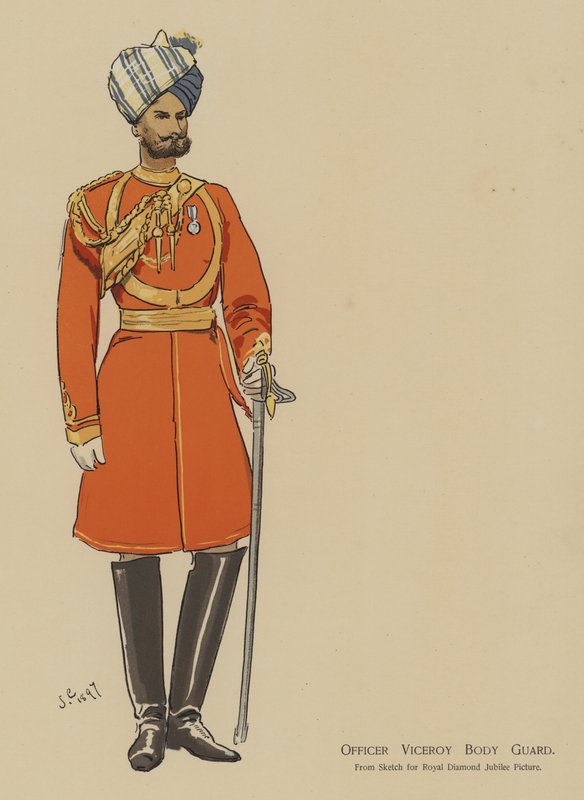 Offiser Viceroy Body Guard (farge litho) av John (after) Charlton