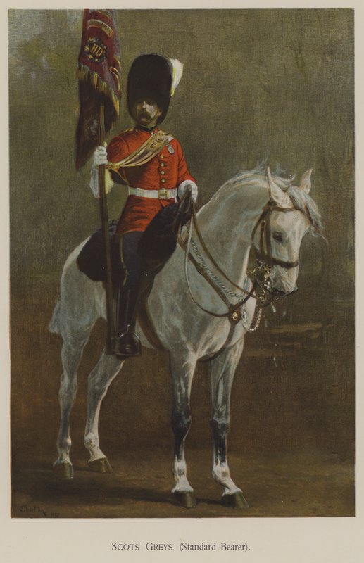 Scots Greys, fanebærer (farge litho) av John (after) Charlton