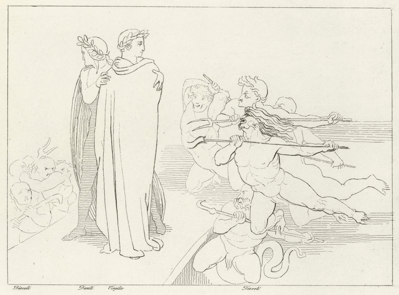 Broen, Inferno, Canto 21 (gravering) av John (after) Flaxman