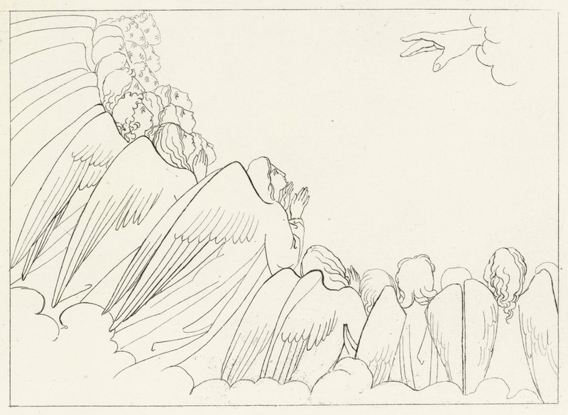 Hierarkiene, Paradise, Canto 29 (gravering) av John (after) Flaxman