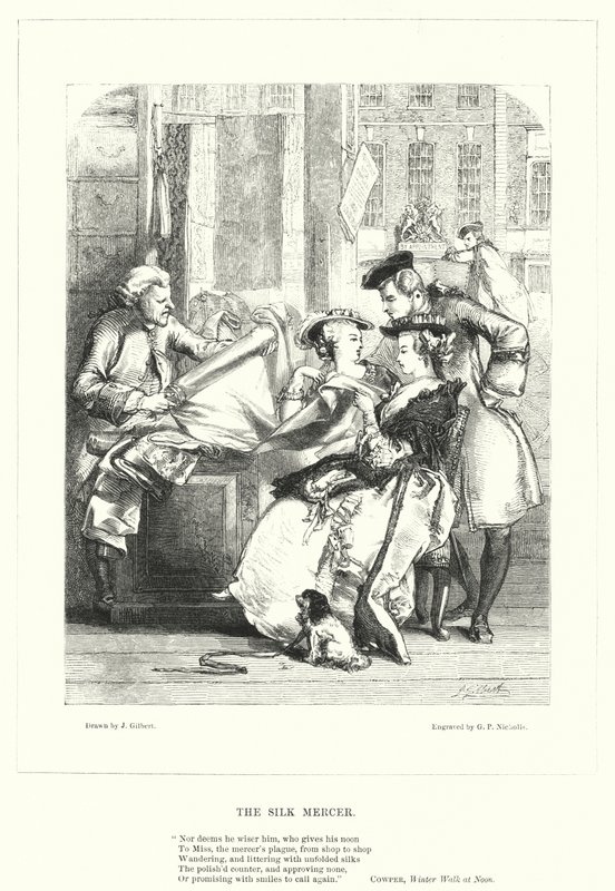 The Silk Mercer (gravering) av John (after) Gilbert