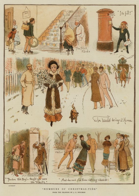 Humors of Christmas-Tide (chromolitho) av John Charles (after) Dollman