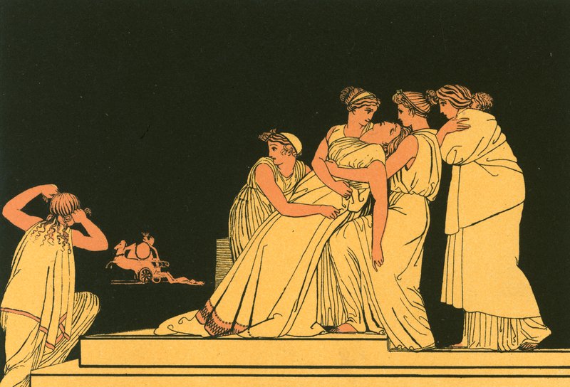 Andromache som besvimer på veggen av John Flaxman