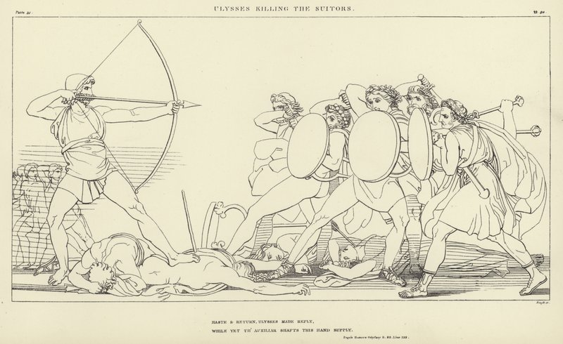 Ulysses dreper frierne av John Flaxman