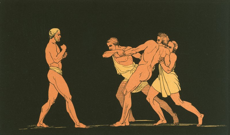 Ulysses forbereder seg på å kjempe med Irus av John Flaxman