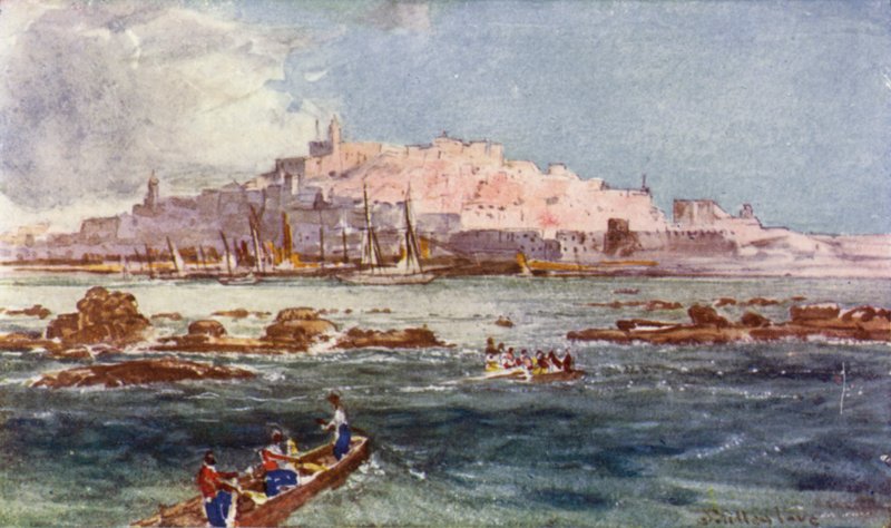 Joppa, fra havet (farge litho) av John Fulleylove