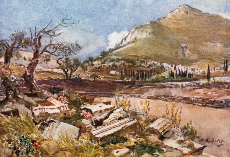 Mount Ithome fra Stadion of Messene av John Fulleylove