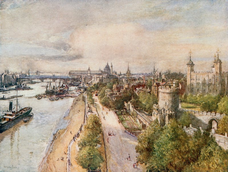 Tårnet, fra Tower Bridge, ser vestover av John Fulleylove