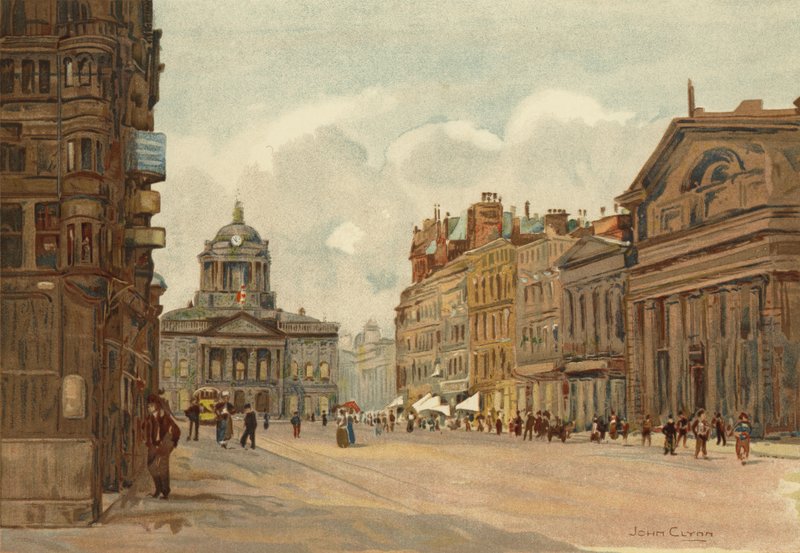 Liverpool: Castle Street (farge litho) av John Glynn