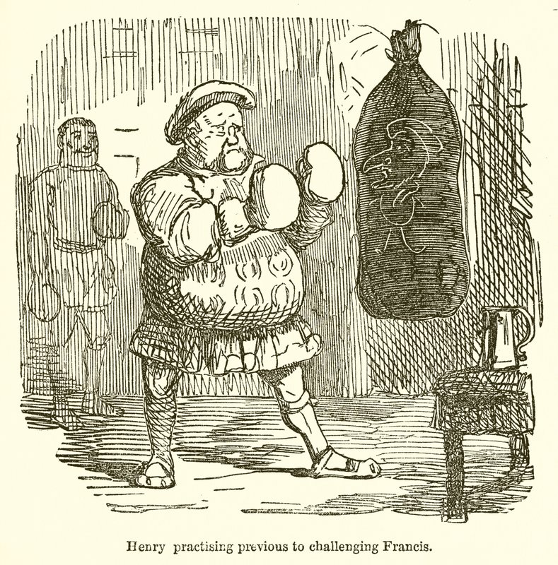 Henry øver før utfordrende Francis av John Leech