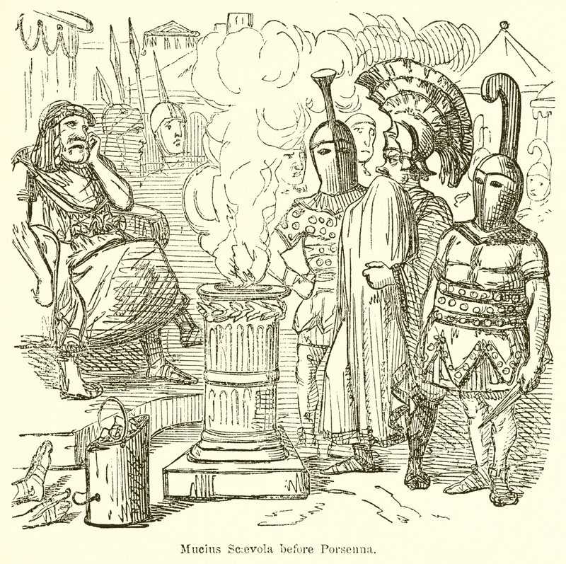 Mucius Scaevola før Porsenna av John Leech