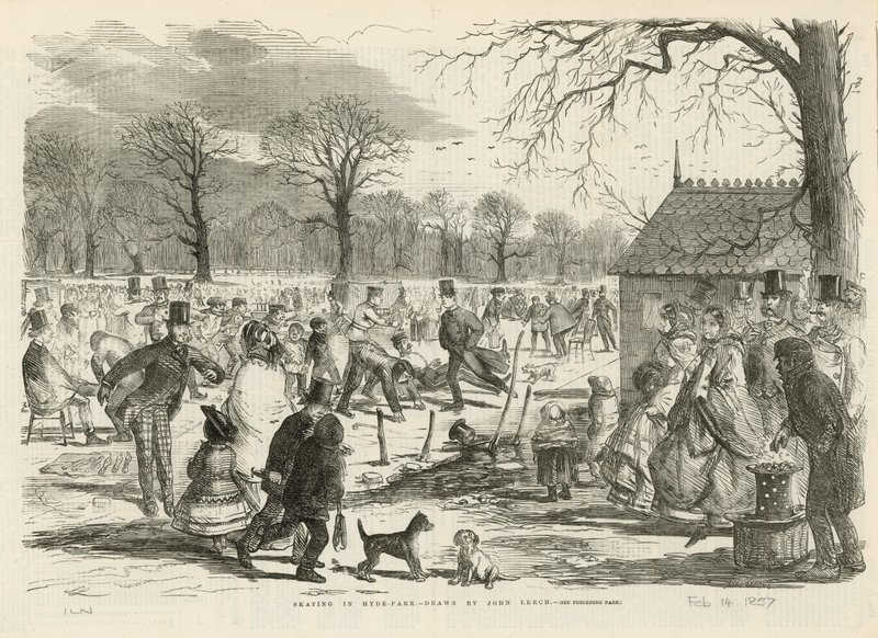 Skating i Hyde Park av John Leech