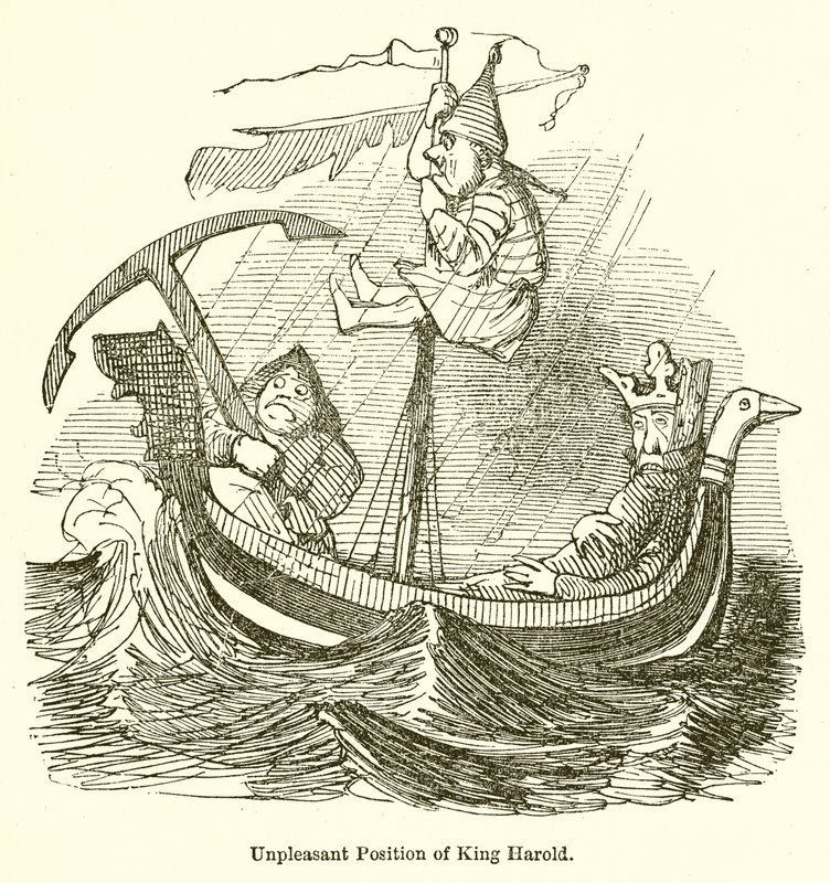 Ubehagelig stilling til kong Harold av John Leech