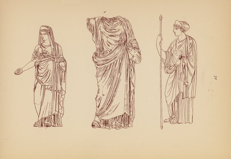 Gammel gresk kvinnekostyme (litho) av John Moyr Smith