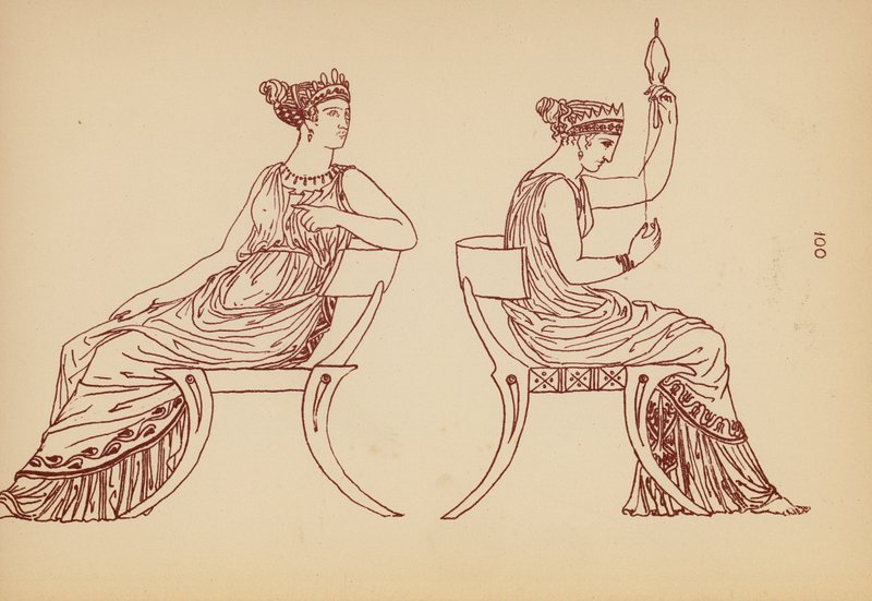 Gammel gresk kvinnekostyme (litho) av John Moyr Smith