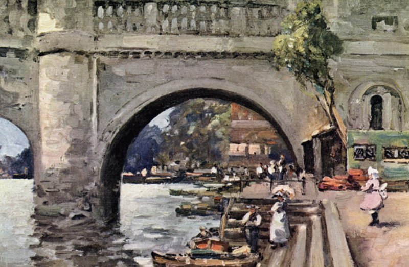 Richmond Bridge (farge litho) av John Muirhead