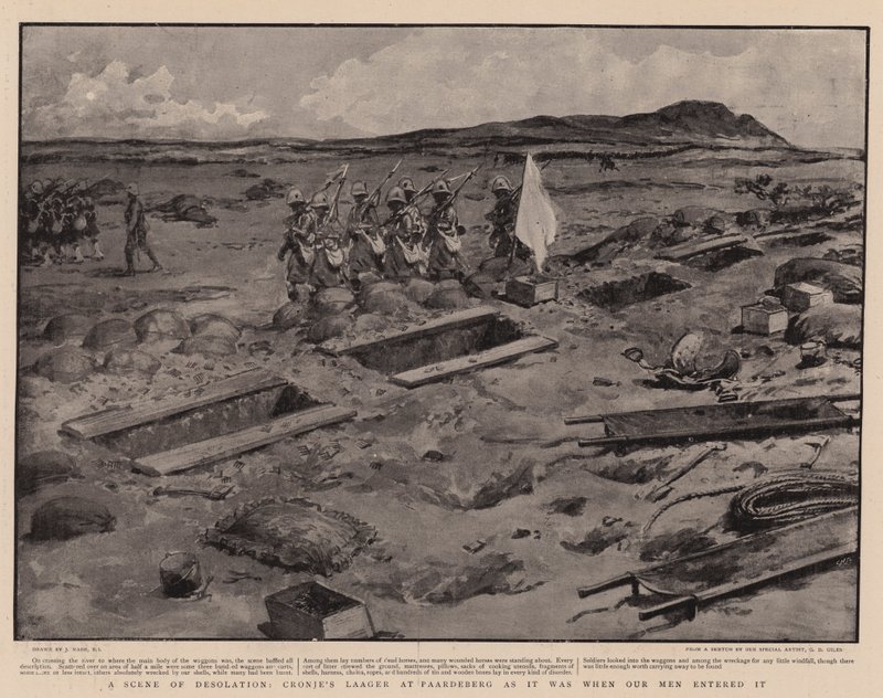 A Scene of Desolation, Cronjes Laager ved Paardeberg slik den var da våre menn entret den av Joseph Nash