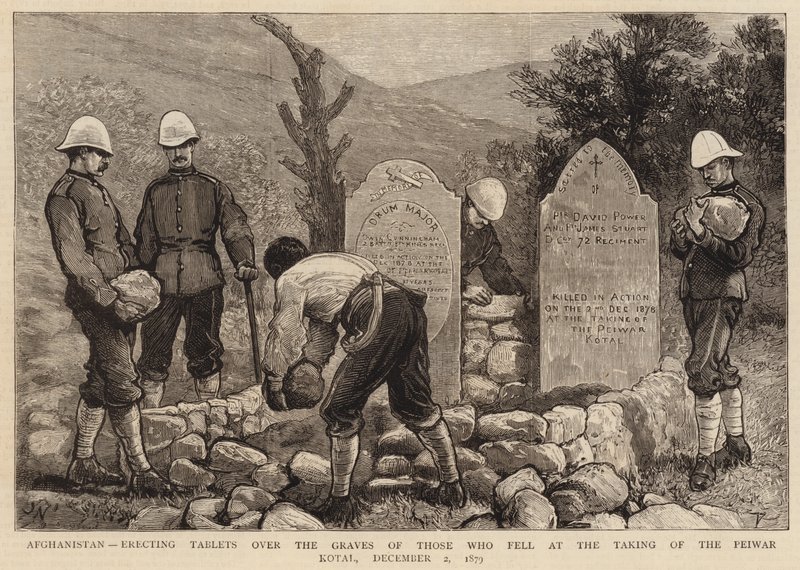 Afghanistan, reiste tavler over gravene til de som falt ved inntakelsen av Peiwar Kotal, 2. desember 1879 av Joseph Nash