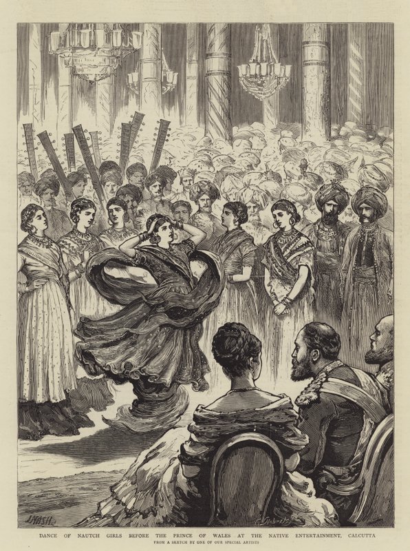 Dance of Nautch Girls før Prince of Wales på Native Entertainment, Calcutta av Joseph Nash
