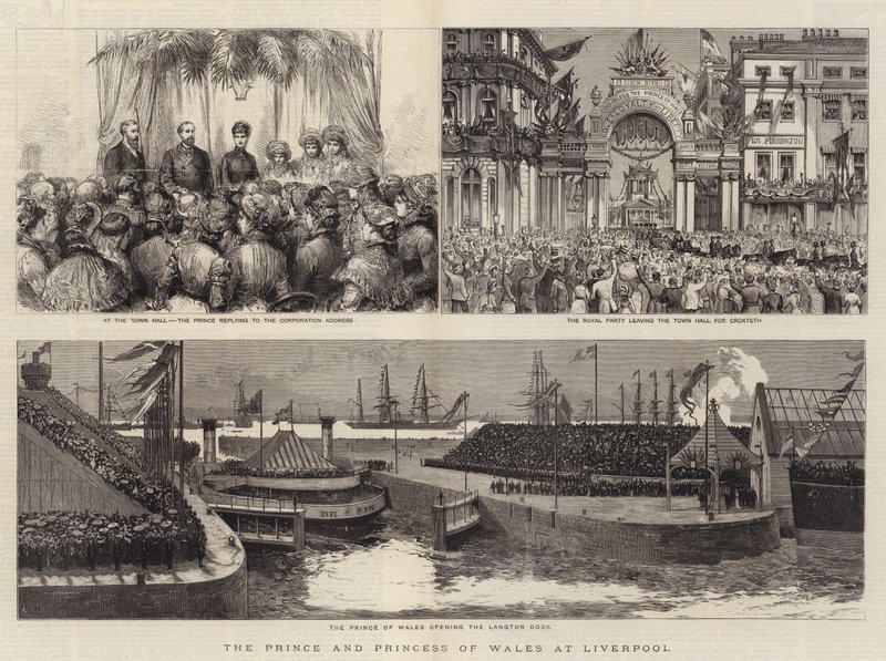 Prinsen og prinsessen av Wales i Liverpool av Joseph Nash
