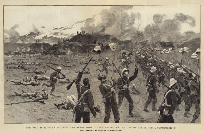 Krigen i Egypt, seier!, scenen umiddelbart etter fangsten av Tel-el-Kebir, 13. september av Joseph Nash