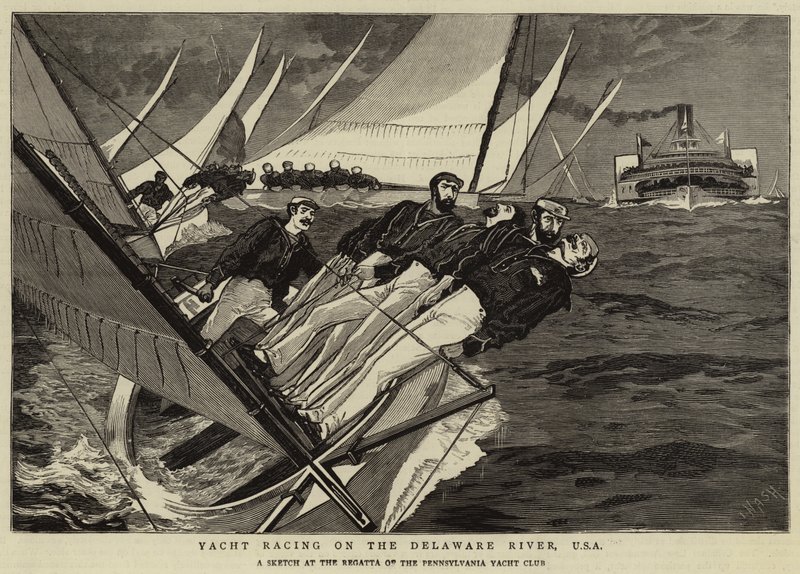 Yachtracing på Delaware-elven, USA av Joseph Nash
