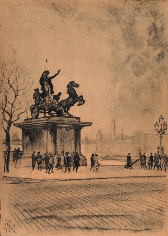 Boadicea, Westminster Bridge (litho) av Joseph (after) Pennell
