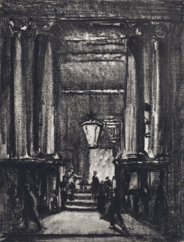 Exeter Hall (litho) av Joseph (after) Pennell
