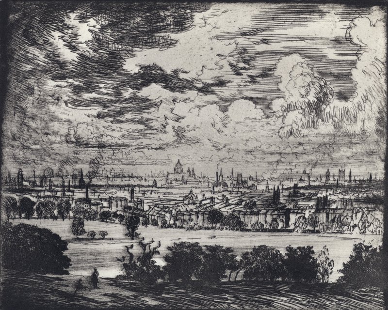 London, over Hampstead (litho) av Joseph (after) Pennell